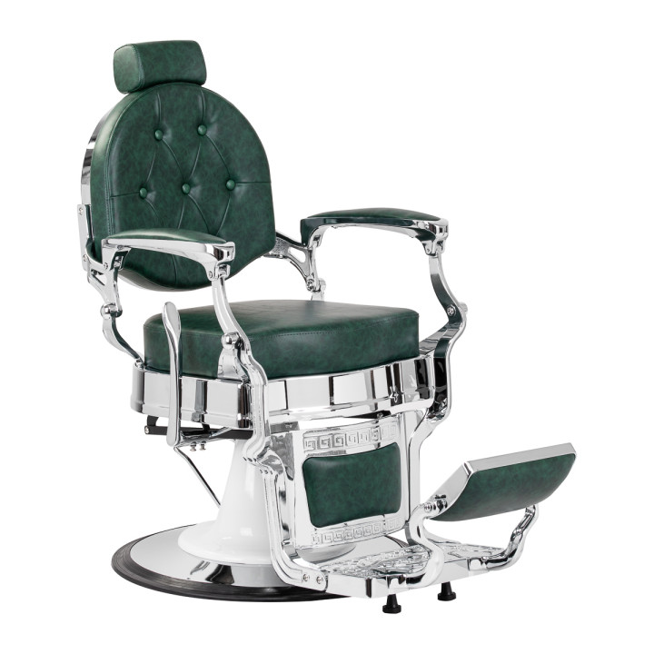 Fauteuil de barbier GABBIANO President vert avec structure chromée