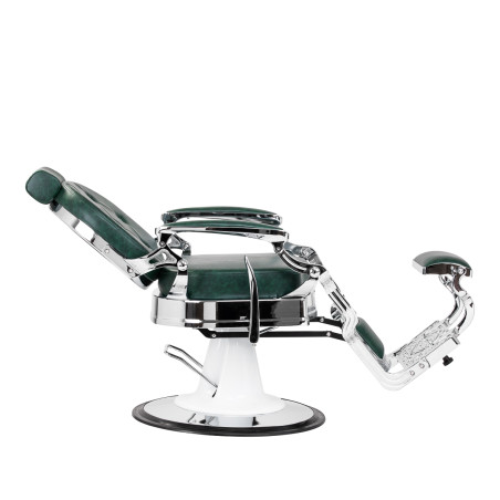 Silla de barbero GABBIANO President verde con estructura cromada
