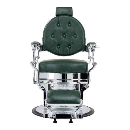 Fauteuil de barbier GABBIANO President vert avec structure chromée