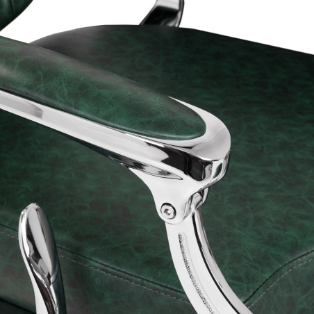 Silla de barbero GABBIANO President verde con estructura cromada