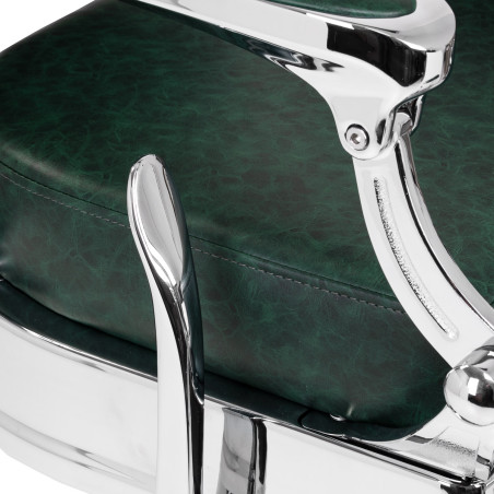 Silla de barbero GABBIANO President verde con estructura cromada