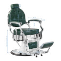 Fauteuil de barbier GABBIANO President vert avec structure chromée