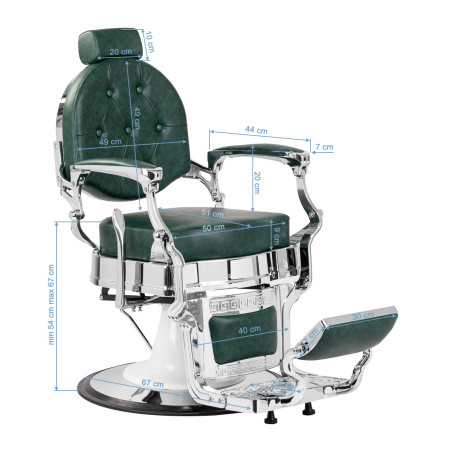 Fauteuil de barbier GABBIANO President vert avec structure chromée