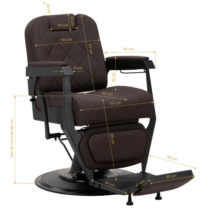 Barberstuhl GABBIANO Bruno mit schwarzem Gestell, Braun