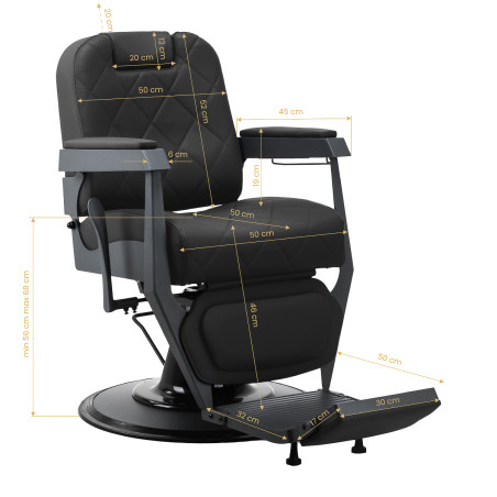 Barberstuhl GABBIANO Bruno mit Gestell in Graphit, Schwarz