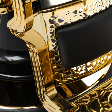 Fauteuil de barbier GABBIANO Niccolo noir avec structure dorée