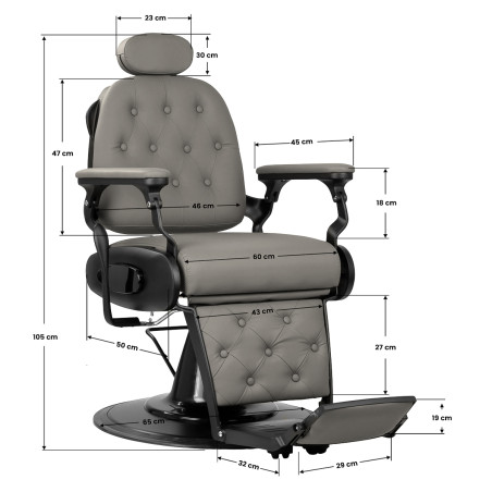 GABBIANO Francesco gray barber chair with black base