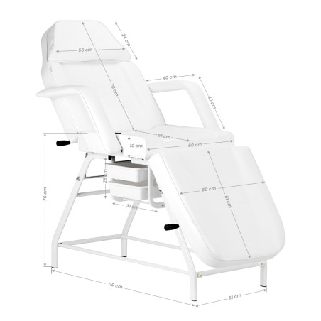 Sillón cosmético 557A con bandejas blancas