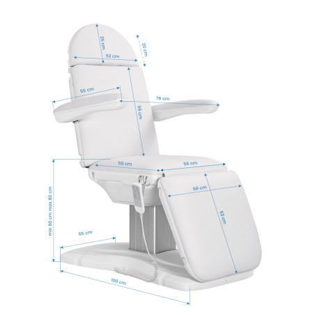 Elektrisk kosmetikstol SILLON ECLIPSE med 4 motorer, vit