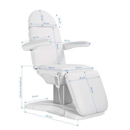 Sillón cosmético eléctrico SILLON Eclipse de 3 motores, blanco