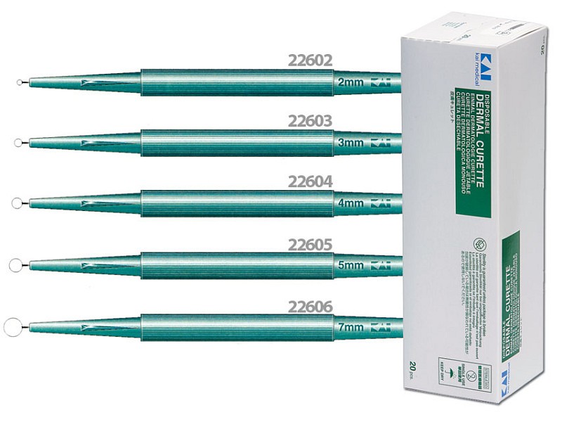 KAI Einmal-Ringkürette 2,0 mm – Hautkürette, steril, 20 Stück. Durchmesser: 2,0 mm